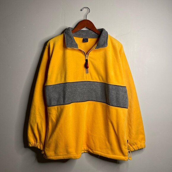 90's vintage yellow and gray sweatshirt with half zipper size medium - Picture 1 of 5